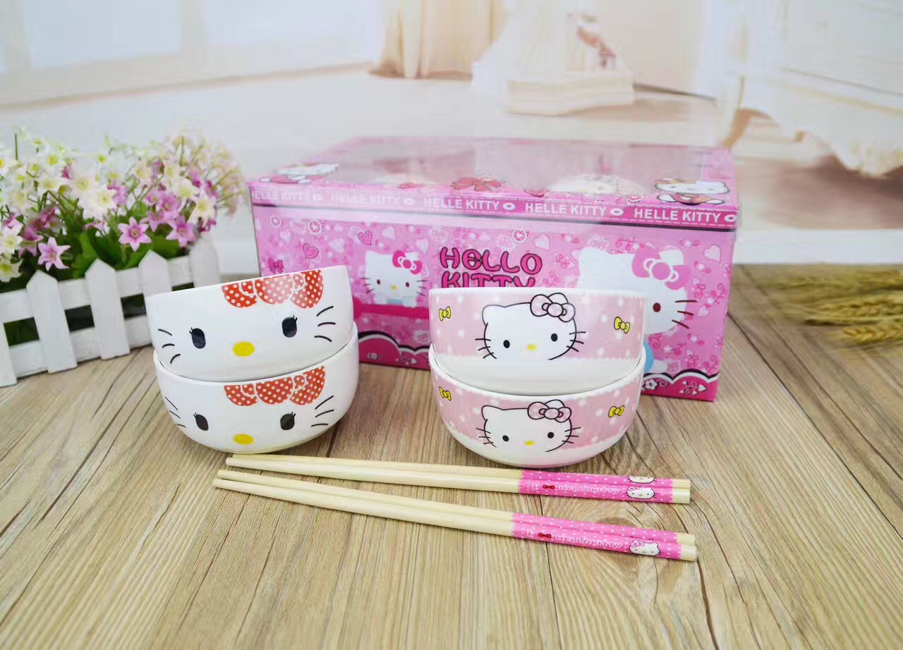 卡通餐具贈品套裝碗 婚慶回禮促銷禮品 定制禮品餐具套裝  陶瓷碗筷套裝 陶瓷碗2筷套裝