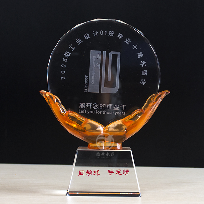 水晶相框筆筒擺件兩件套定制 照片