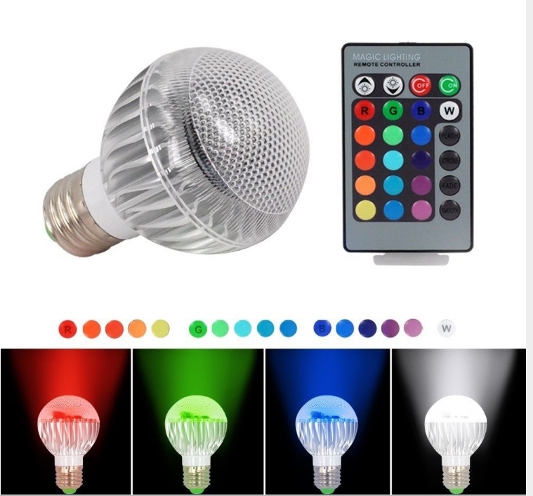 廠家直銷(xiāo)LED RGB球泡燈 遙控3W七彩變色燈泡 led七彩變色球泡 led 球泡