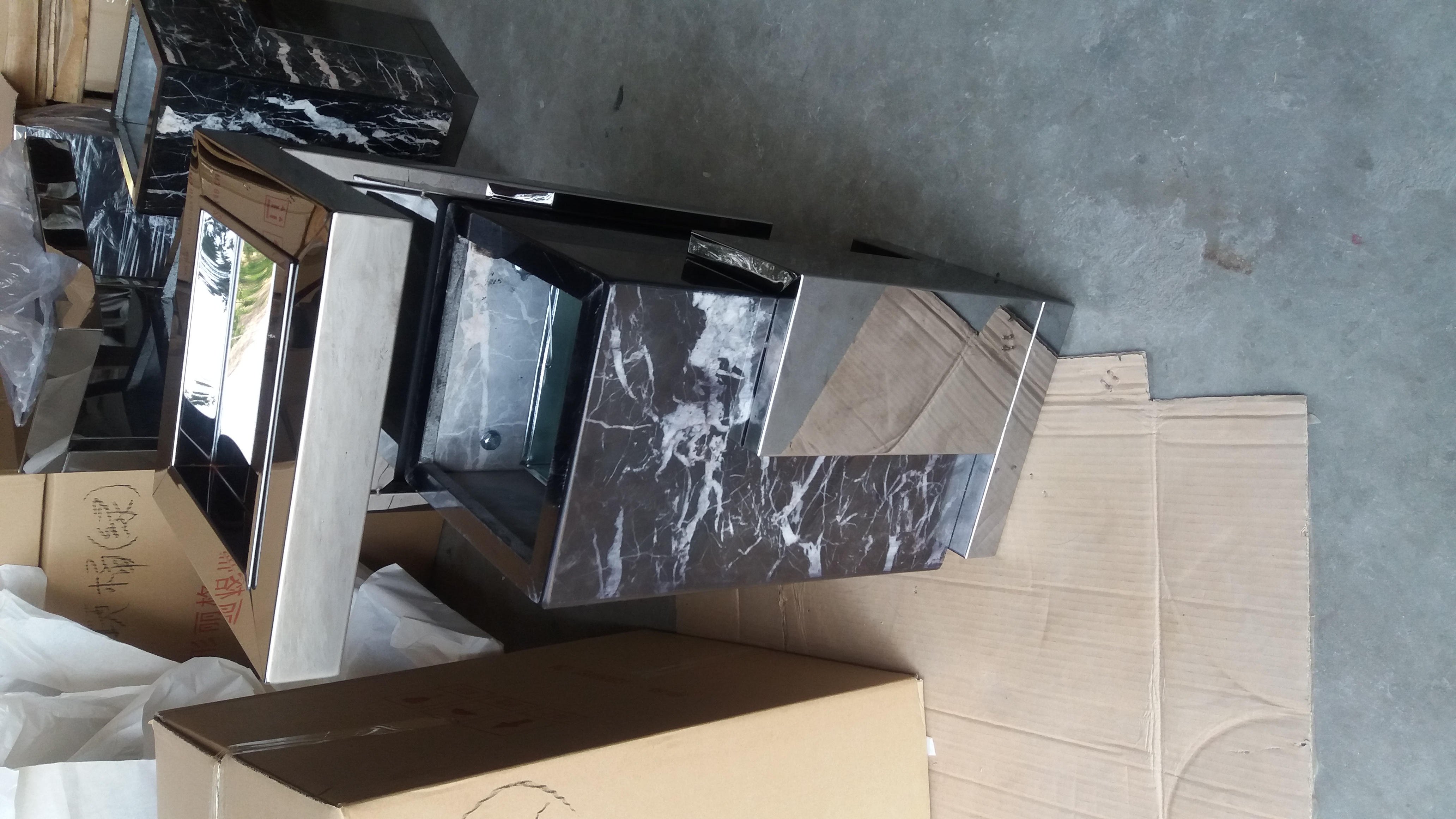 酒店玫瑰金/黑金大理石煙灰桶 電梯口過道帶煙灰缸垃圾桶