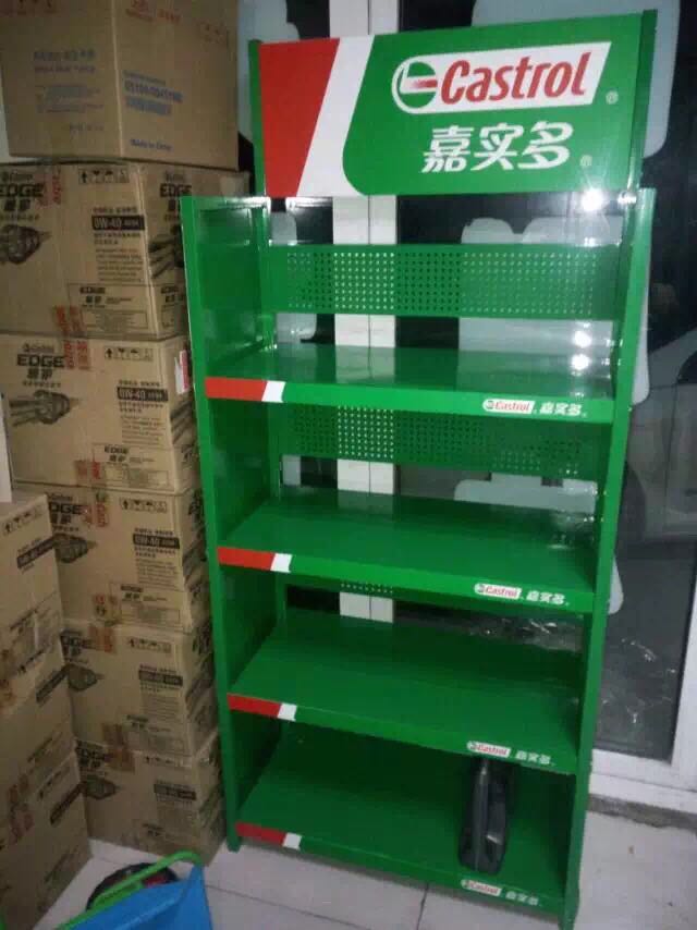 機油展架嘉實多機油貨架，殼牌潤滑油展示貨架，金屬展架，油品陳列貨架定制