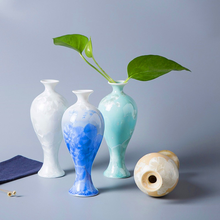 景德鎮(zhèn)陶瓷結(jié)晶釉水培干花花瓶現(xiàn)代簡(jiǎn)約創(chuàng)意家居客廳臺(tái)面擺件裝飾品  陶瓷結(jié)晶釉花瓶水培干花花器