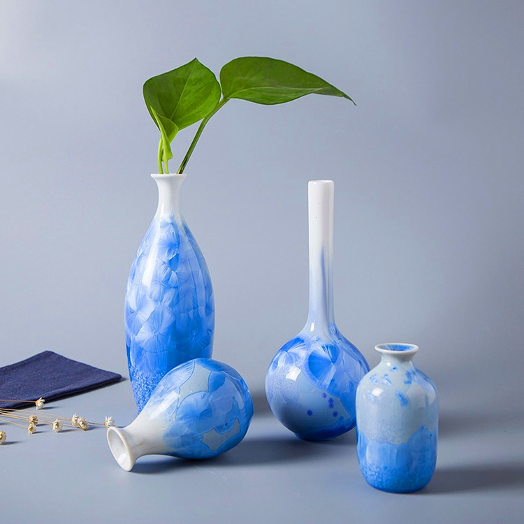 景德鎮(zhèn)結(jié)晶釉陶瓷花瓶水培干花花插現(xiàn)代簡約創(chuàng)意家居客廳臺(tái)面擺件  景德鎮(zhèn)結(jié)晶釉花瓶陶瓷花器