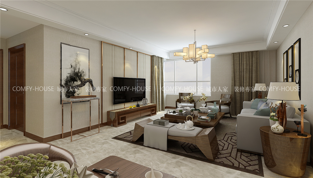 中建國(guó)熙臺(tái)160平新中式風(fēng)格裝修