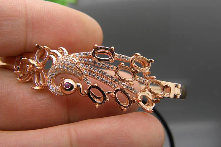 新款鳳凰手鏈鑲嵌款手鏈托 翡翠手鐲動(dòng)物款顯氣質(zhì)女戒手飾銀飾定做