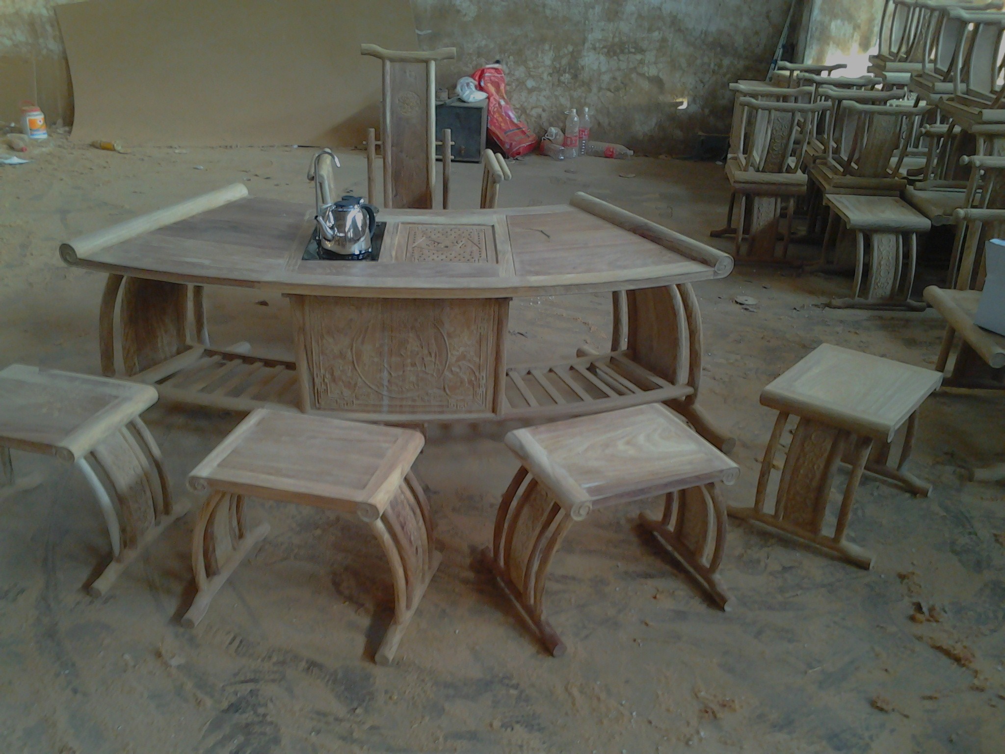 復雜扇形茶臺6件套----茶臺、茶幾、茶桌、茶水桌