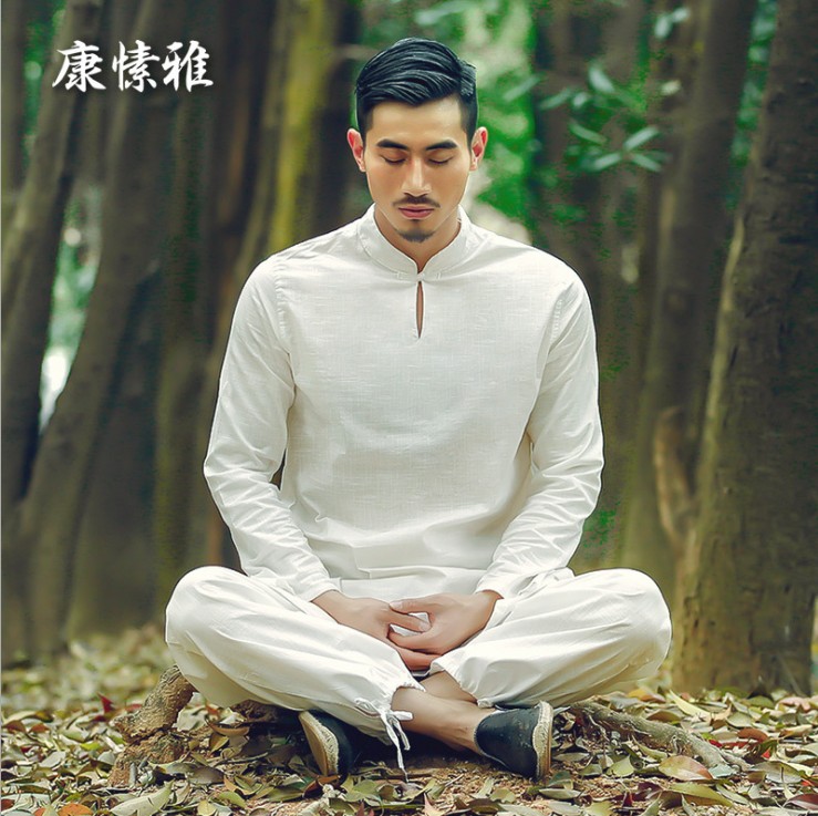 佛山瑜伽服廠家 供應(yīng)男士棉麻太極服套裝S1637