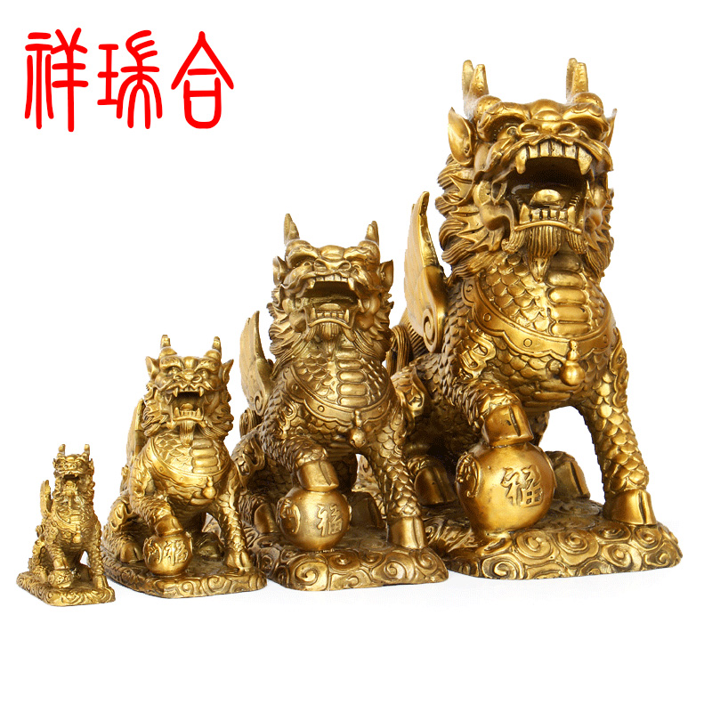 開光純銅招財財富麒麟擺件鎮(zhèn)宅化煞