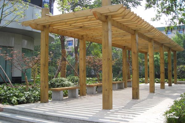 青島防腐木廊架制作 戶外防腐木防腐木景觀工程 園林廊架 木質(zhì)花架葡萄架