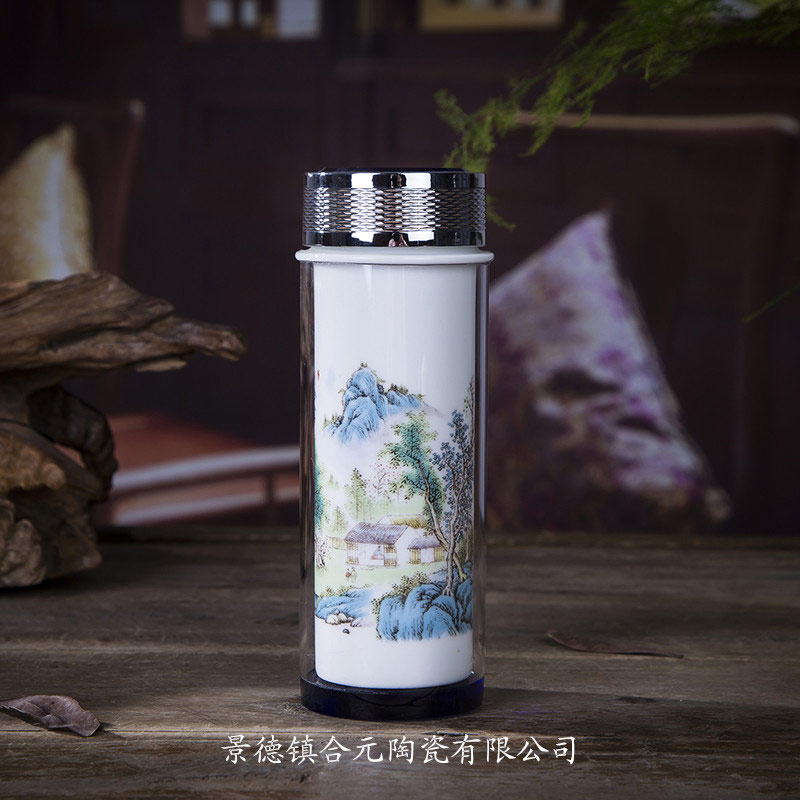活動(dòng)禮品雙層陶瓷茶杯定做廠家