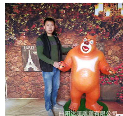 熱賣現(xiàn)貨熊出沒雕塑玻璃鋼卡通雕塑光頭強(qiáng)熊大熊二雕塑卡通擺件