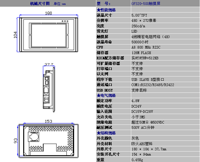 工業(yè) 人機界面OP320-500 5.0寸觸摸報價 人機界面OP320-500售價