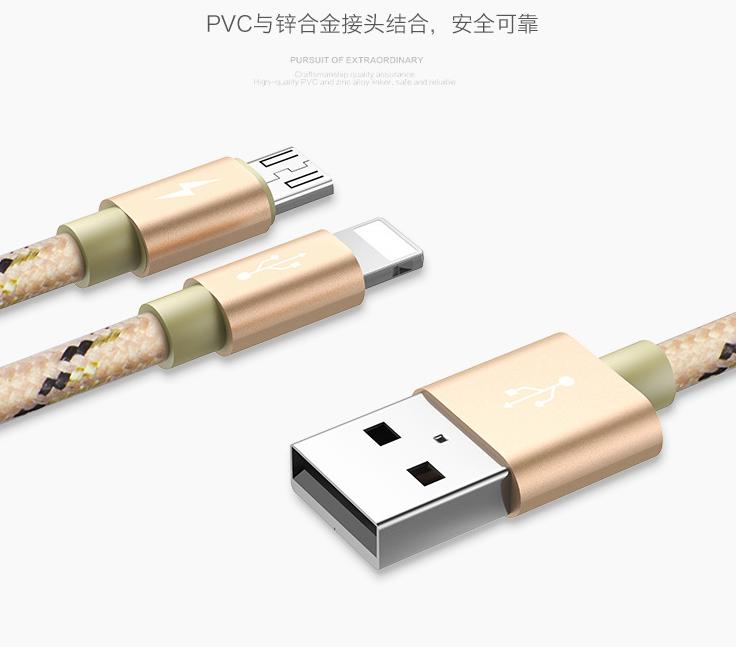 供應(yīng)一拖二尼龍編織手機(jī)數(shù)據(jù)連接線(xiàn) 適用于蘋(píng)果安卓手機(jī)數(shù)據(jù)線(xiàn)