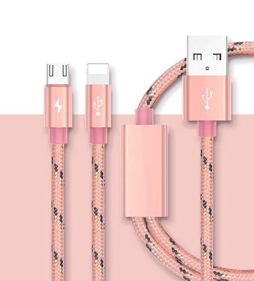 供應(yīng)一拖二尼龍編織手機(jī)數(shù)據(jù)連接線(xiàn) 適用于蘋(píng)果安卓手機(jī)數(shù)據(jù)線(xiàn)