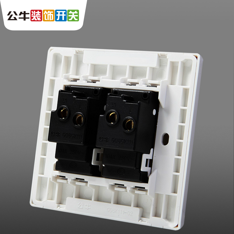 公牛單控開(kāi)關(guān)面板家用86型暗裝墻壁二開(kāi)電源開(kāi)關(guān)   G06K211Y