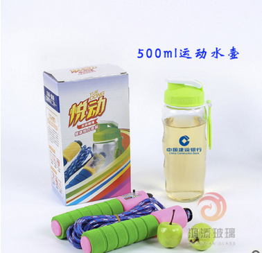 新款幸福天安前海百年平安保險(xiǎn)人壽計(jì)數(shù)跳繩玻璃杯兩件套保險(xiǎn)禮品