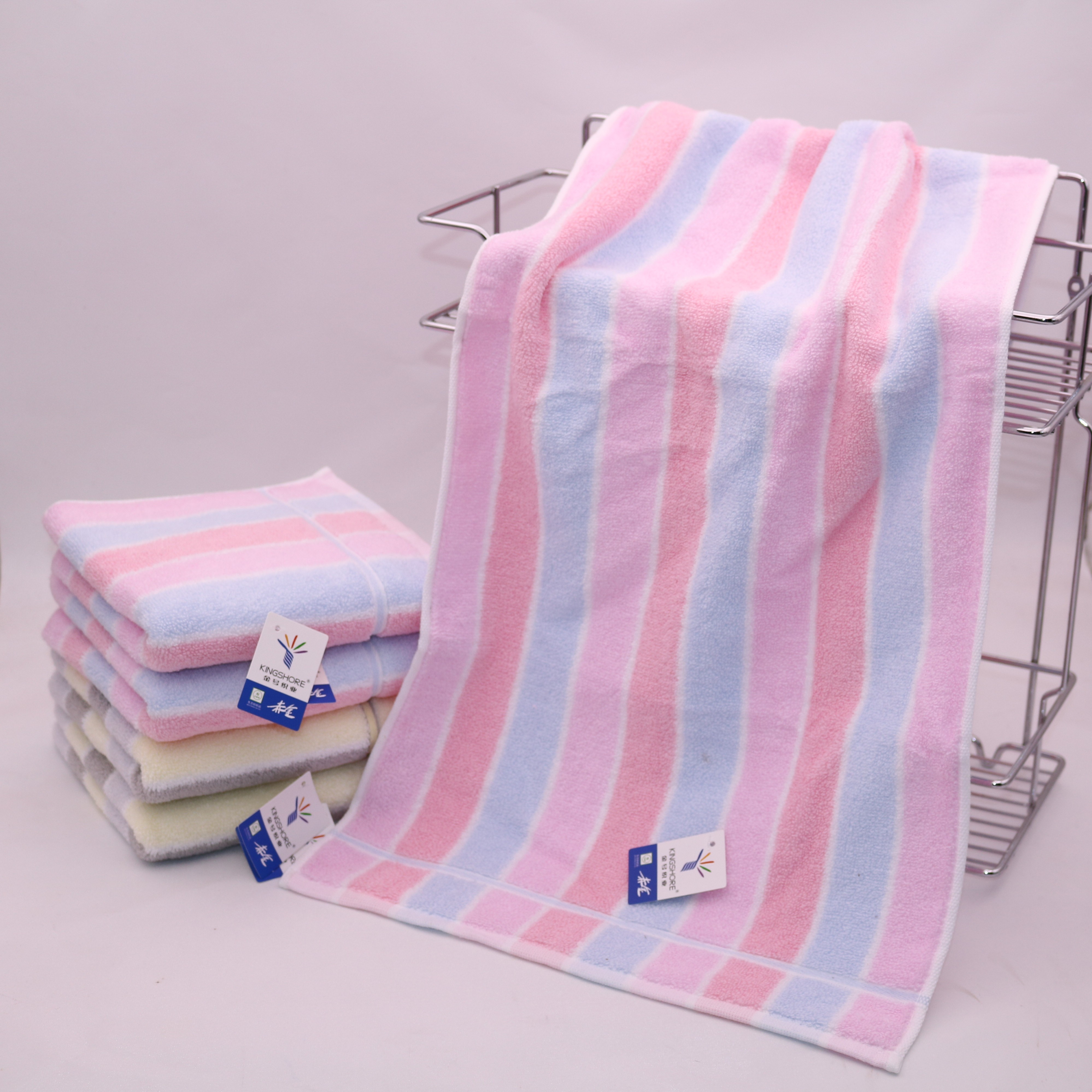 湖南金號毛巾批發(fā)  無捻彩條毛巾GA1087W純棉毛巾 毛巾  毛巾批發(fā)  禮品毛巾