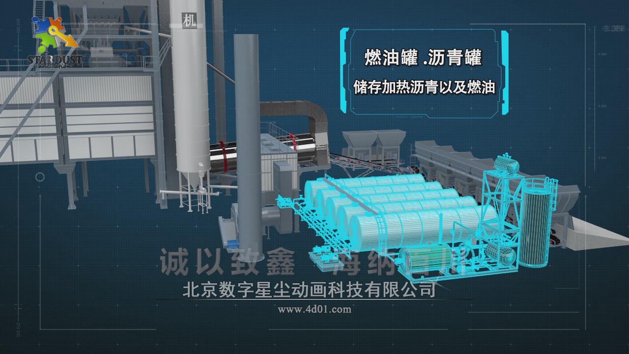 三維動畫制作， 瀝青攪拌站工藝流程三維演示動畫