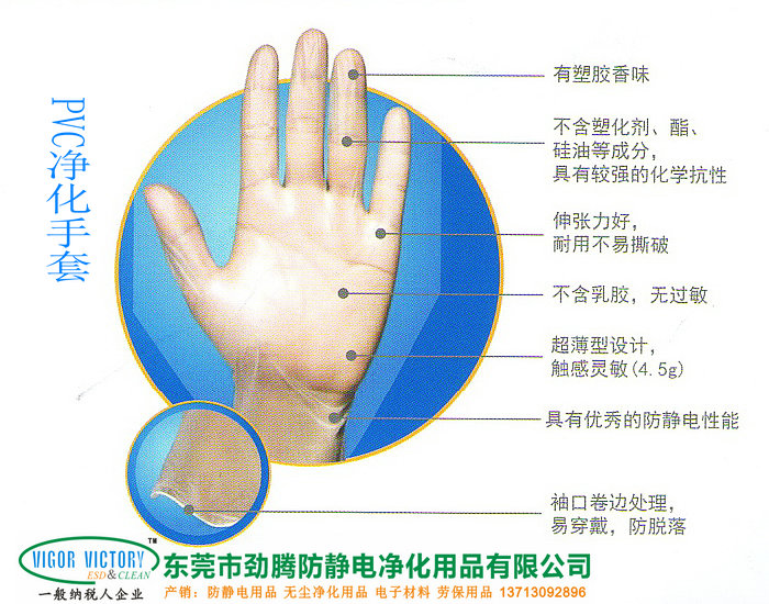 無(wú)塵無(wú)粉PVC手套 凈化手套 膠手套廠家
