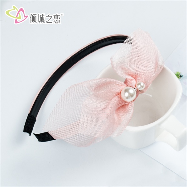 晶莎傾城之戀珍珠配飾布藝女孩發(fā)箍批發(fā)定制