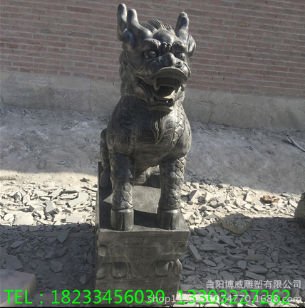 大型石雕麒麟看門(mén)鎮(zhèn)宅擺件漢白玉麒麟青石麒麟招財(cái)晚霞紅麒麟供應(yīng)