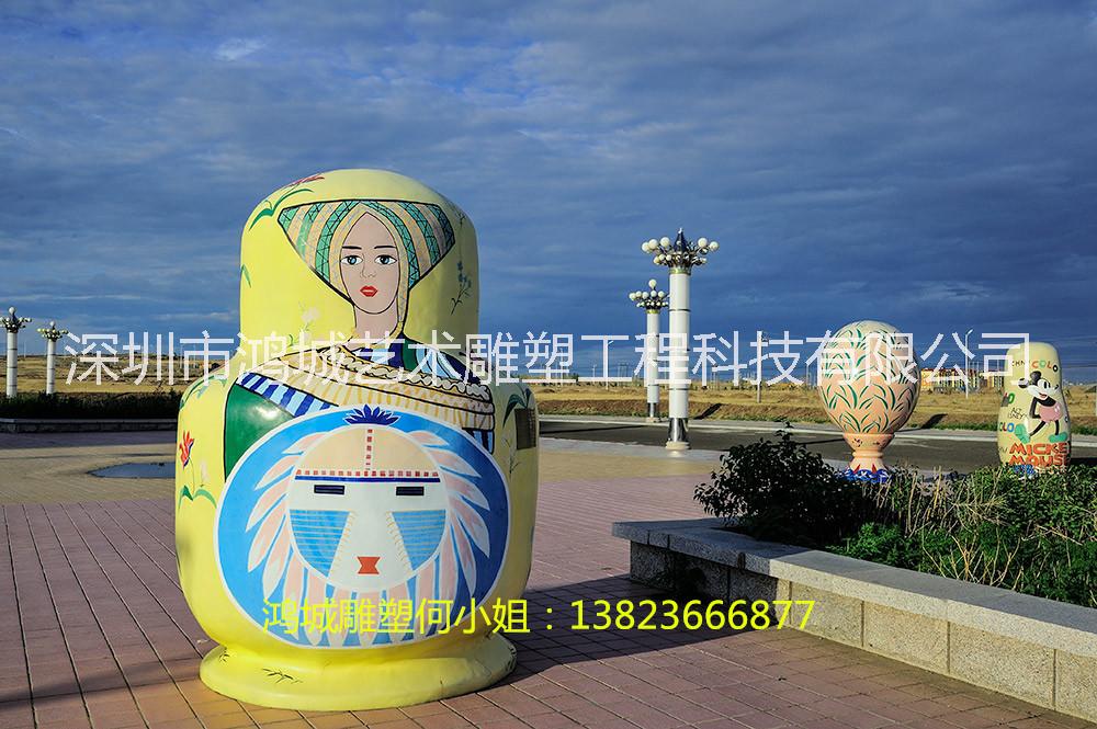 俄羅斯主題玻璃鋼套娃卡通雕塑