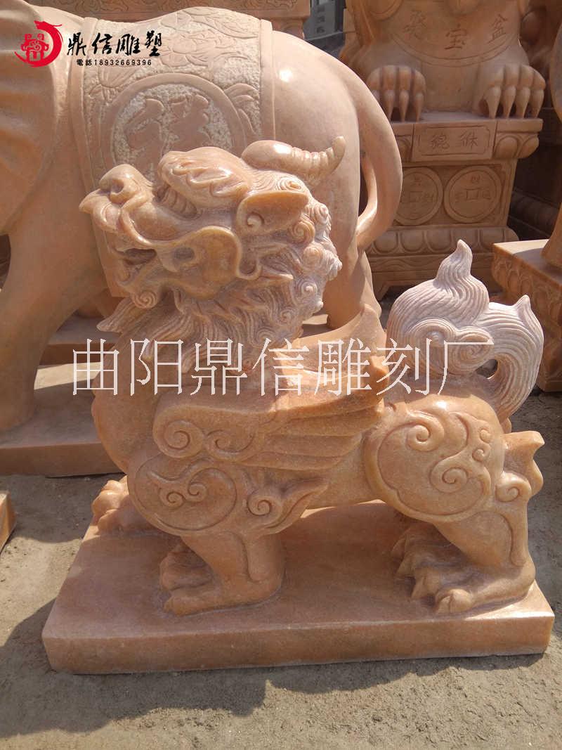 現(xiàn)貨供應(yīng)石雕麒麟 晚霞紅麒麟 雕刻動物