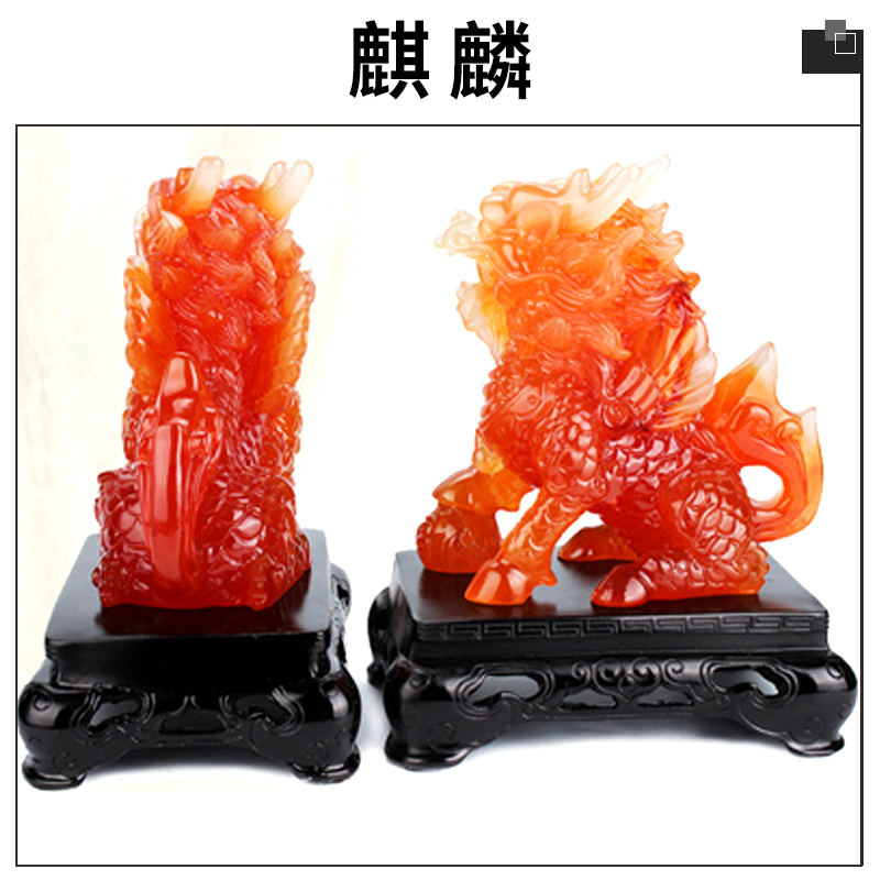 家居辦公桌面飾品擺件麒麟樹(shù)脂工藝雕塑招財(cái)納福麒麟擺件 廣州麒麟工藝品廠家