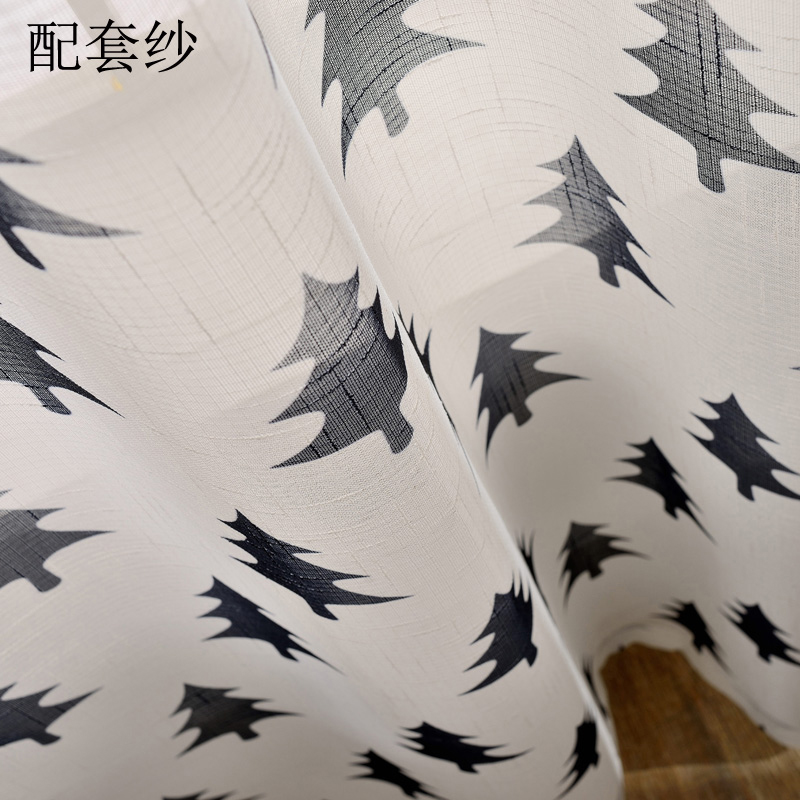 新品韓式棉麻遮光簡約現(xiàn)代個性黑白