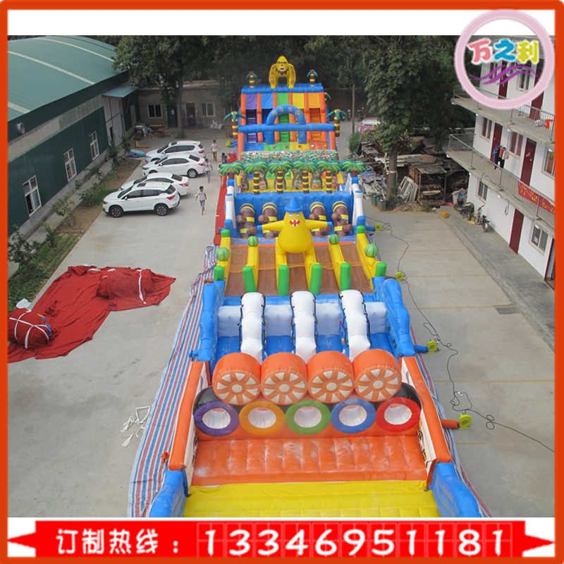 大型陸地沖關(guān)闖關(guān)游樂設(shè)備 叢林探險(xiǎn)兒童充氣城堡滑梯蹦蹦床 廠家直銷