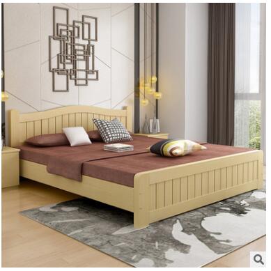 特價(jià)歐式白色實(shí)木床 松木床 雙人床1.8m簡易單人床 松木家具定制