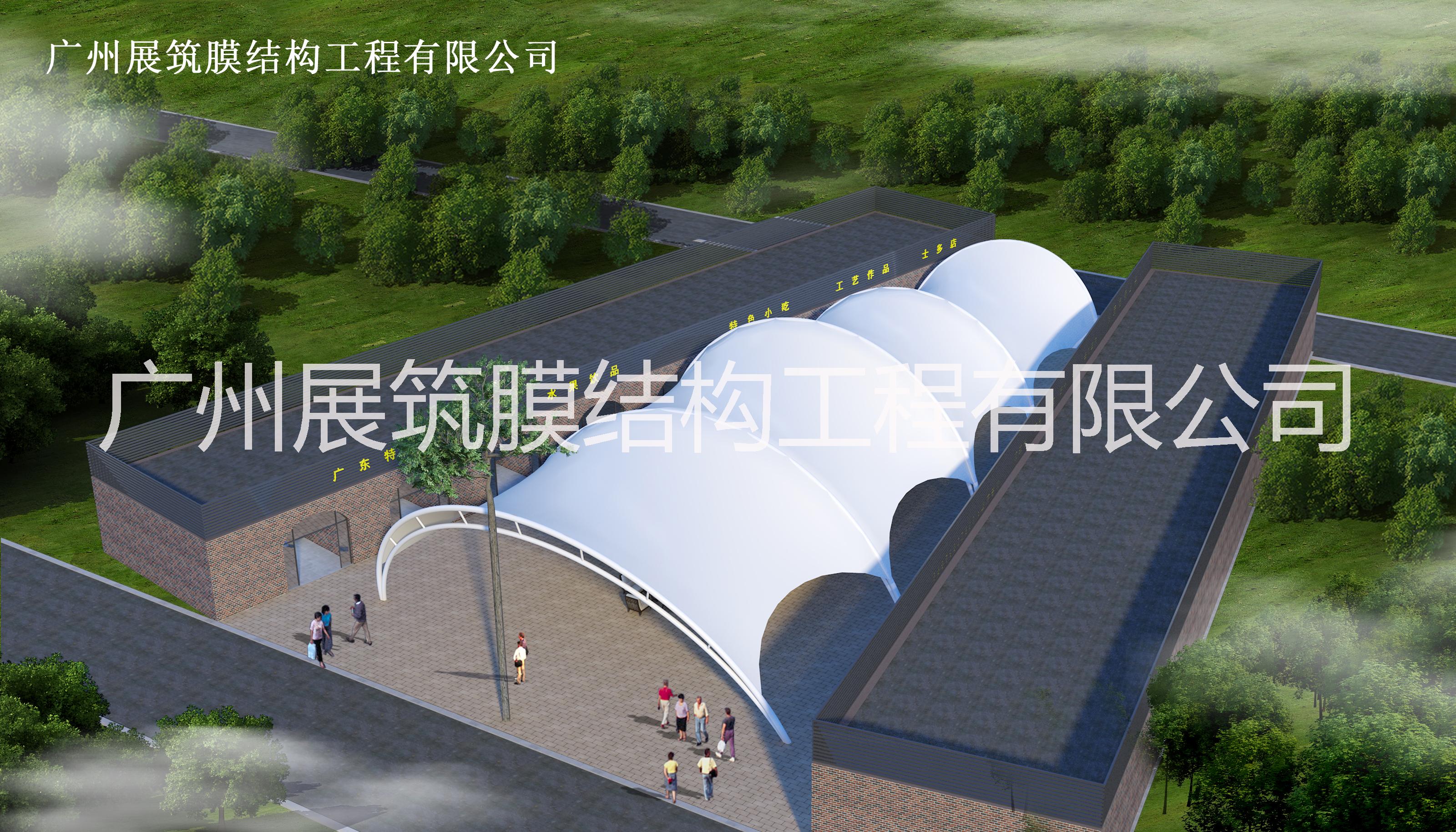 膜結構雨棚 佛山膜結構車棚，張拉膜雨棚廠家