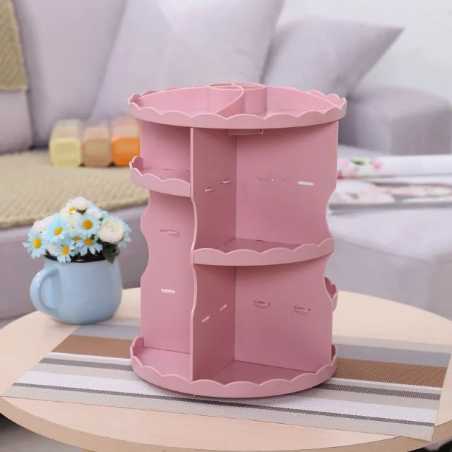 2017新化妝品展示架 360旋轉(zhuǎn)塑料桌面化妝品收納盒 家用首飾盒 旋轉(zhuǎn)化妝品展示架