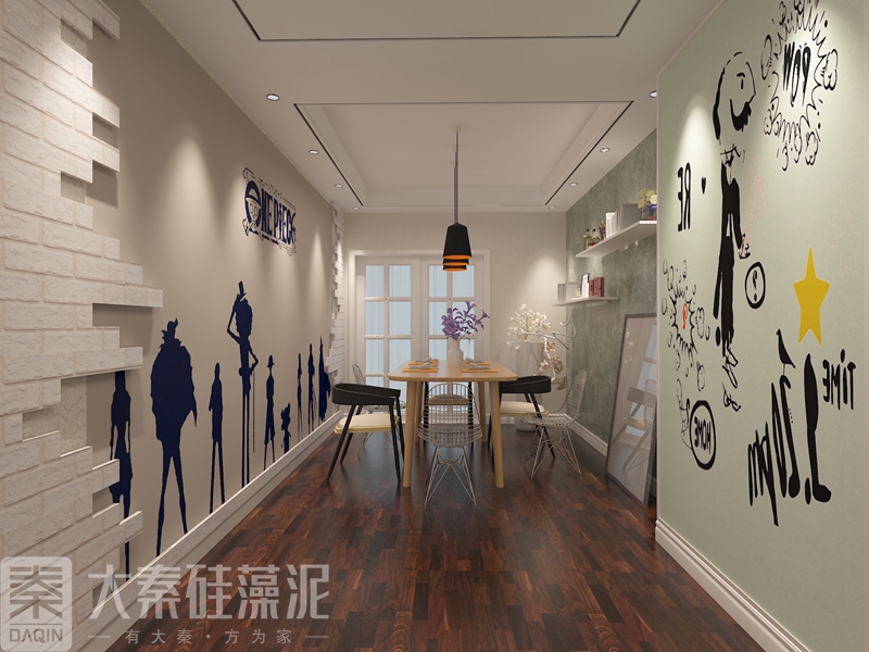 2017新款上饒大秦硅藻泥茶餐廳墻