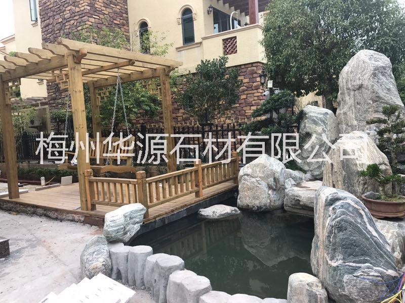 供應(yīng)梅州園林雕塑魚池假山圍欄花架涼亭