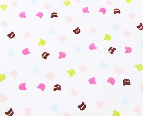 五彩熊頭純棉印花雙層紗布 嬰兒服 五彩熊頭嬰兒服純棉印花雙層紗布