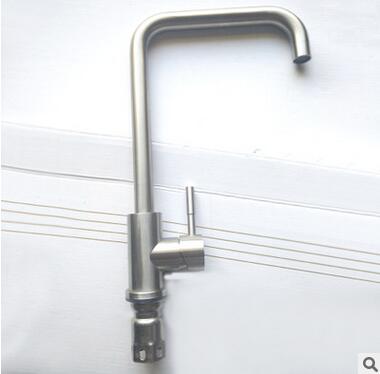 304不銹鋼水龍頭 廚房水龍頭 冷熱單款旋轉(zhuǎn)水槽龍頭菜盆拉絲批發(fā)