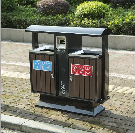 東莞廠家直銷戶外鋼木垃圾桶 市政公園分類塑木條垃圾桶 一件代發(fā)