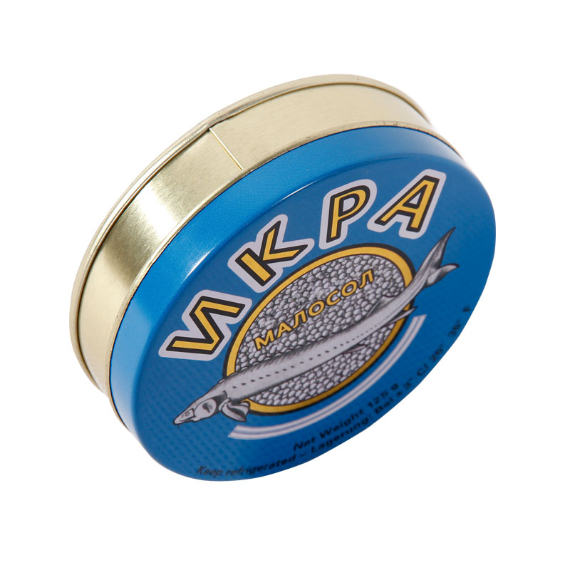 業(yè)士食品鐵盒,魚子醬鐵盒包裝, 業(yè)士定制125g魚子醬鐵盒包裝,