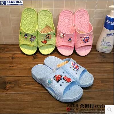 kenroll兒童拖鞋夏男女拖鞋可愛浴室內(nèi)洗澡防滑卡通涼拖鞋