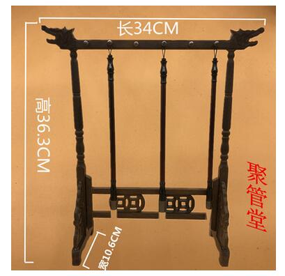 書法用品6針12掛雞翅木筆架龍頭紅木筆掛文房四寶毛筆架木制