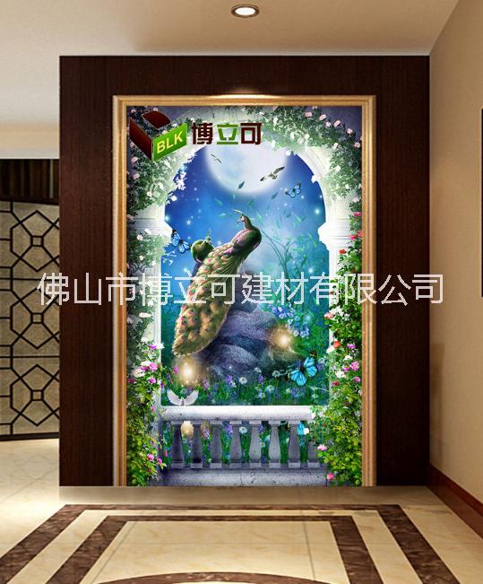 博立可 簡約現(xiàn)代3D 玄關背景墻 高溫微晶石