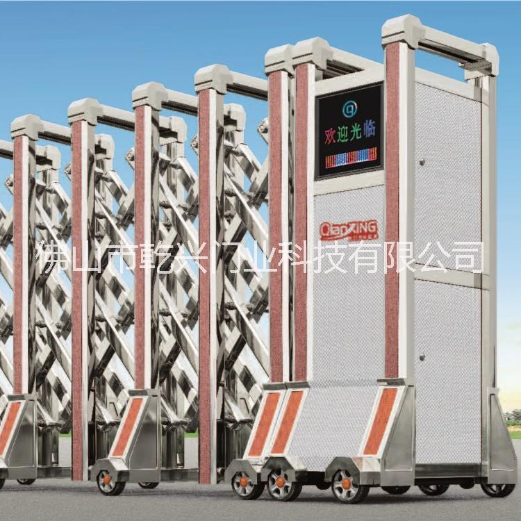 精拋不銹鋼電動伸縮門電動門自動伸縮門收縮門學(xué)校工廠小區(qū)大門安全門