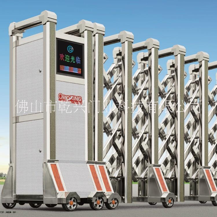 精拋不銹鋼電動伸縮門電動門自動伸縮門收縮門學(xué)校工廠小區(qū)大門安全門