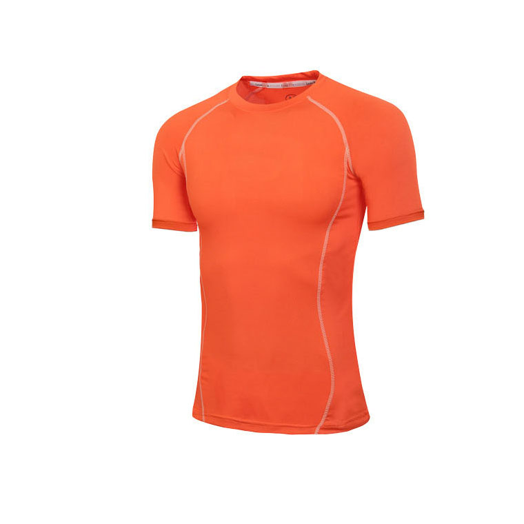 夏季休閑運動短袖T恤 壓縮跑步透氣  男士速干緊身衣