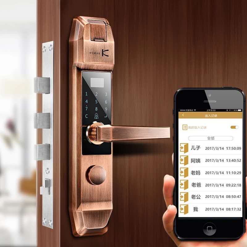 金指碼指紋鎖家用防盜門手機(jī)控制電子智能鎖密碼磁卡鎖感應(yīng)鎖D5