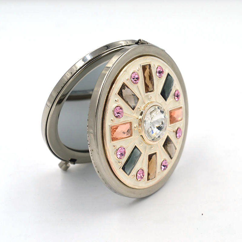 東莞金屬化妝鏡金屬折疊隨身鏡 激光logo雕刻