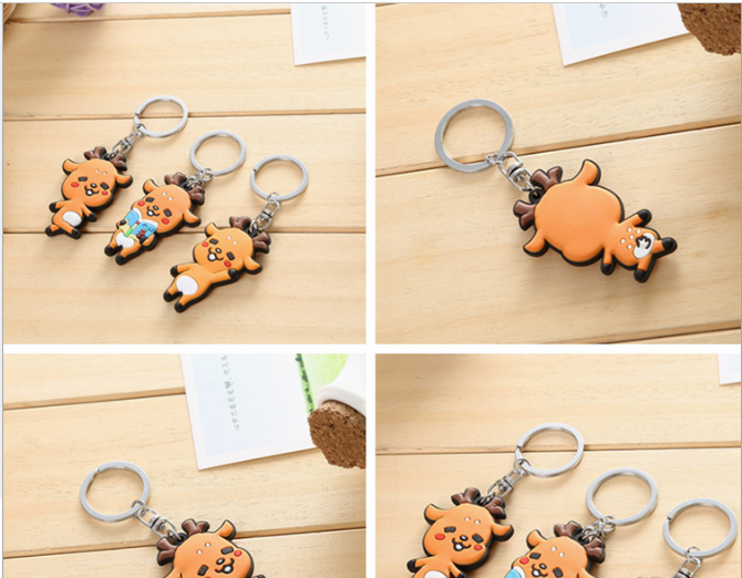 環(huán)保定制小鹿可愛(ài)鑰匙扣鑰匙環(huán) 創(chuàng)意情侶款鑰匙鏈 卡通鑰匙鏈掛 小鹿鑰匙扣