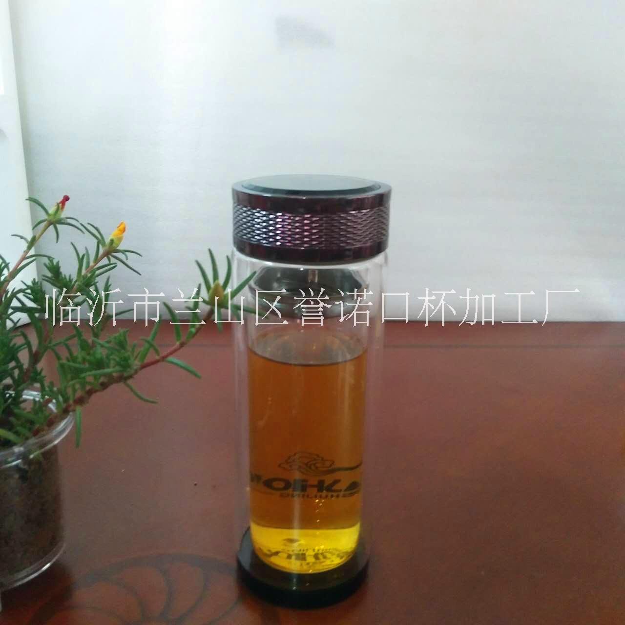 山東臨沂黑雕蓋水晶雙層玻璃杯禮品杯生產廠家個性定制加logo