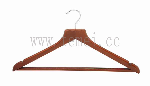 實(shí)木衣架植絨木制兒童裝褲架夾木衣